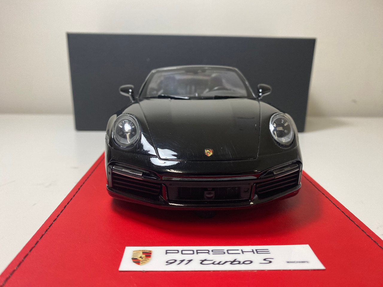 Custom Painted 1/18 Minichamps Porsche 911 992 Turbo Cabriolet (Black) Car Model