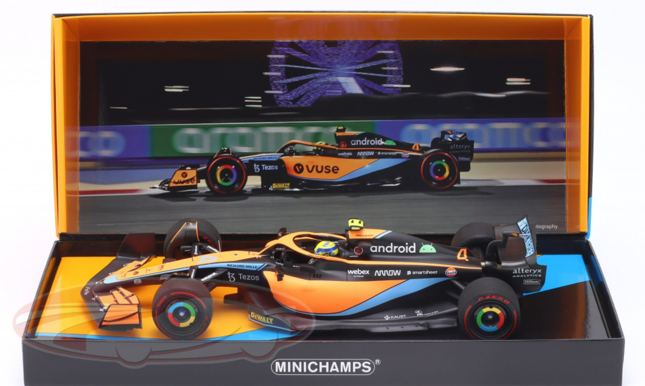 1/18 Minichamps 2022 Formula 1 Lando Norris McLaren MCL36 #4 Bahrain GP Car Model