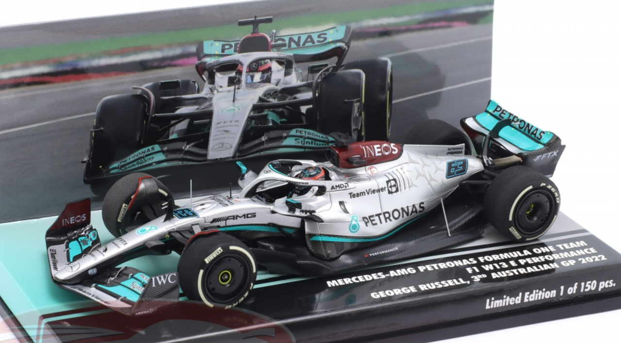 1/43 Minichamps 2022 Formula 1 George Russell Mercedes-AMG F1 W13 #63 3rd Australia GP Car Model