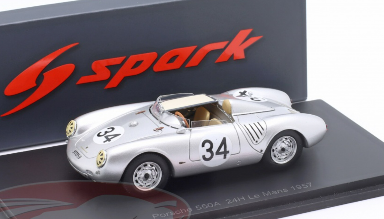 1/43 Spark 1957 Porsche 550A #34 24h LeMans Porsche KG Ed Crawford , Claude Storez Car Model