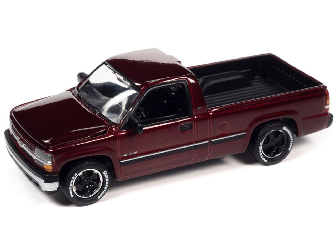 1/64 Johnny Lightning 2002 Chevrolet Silverado Pickup Truck (Cherry Red Metallic) Diecast Car Model