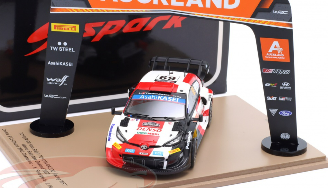 1/43 Spark 2022 Toyota Yaris WRC #69 Winner Rally New Zealand Toyota Gazoo  Racing WRT Kalle Rovanperä, Jonne Halttunen Car Model