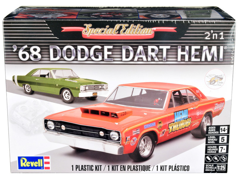 Revellプラモデルセット Level 5 Model Kit 1968 Dodge Dart HEMI 2-in-1 Kit 1/25 Scale Model