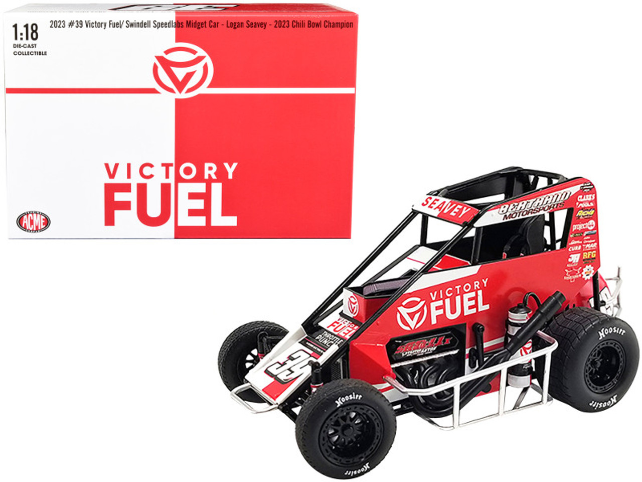 2023 #39 Victory Fuel/ Swindell Speedlabs Midget Car - Logan Seavey - 2023 Chili Bowl Champion 1/18 Diecast Model Car by ACME