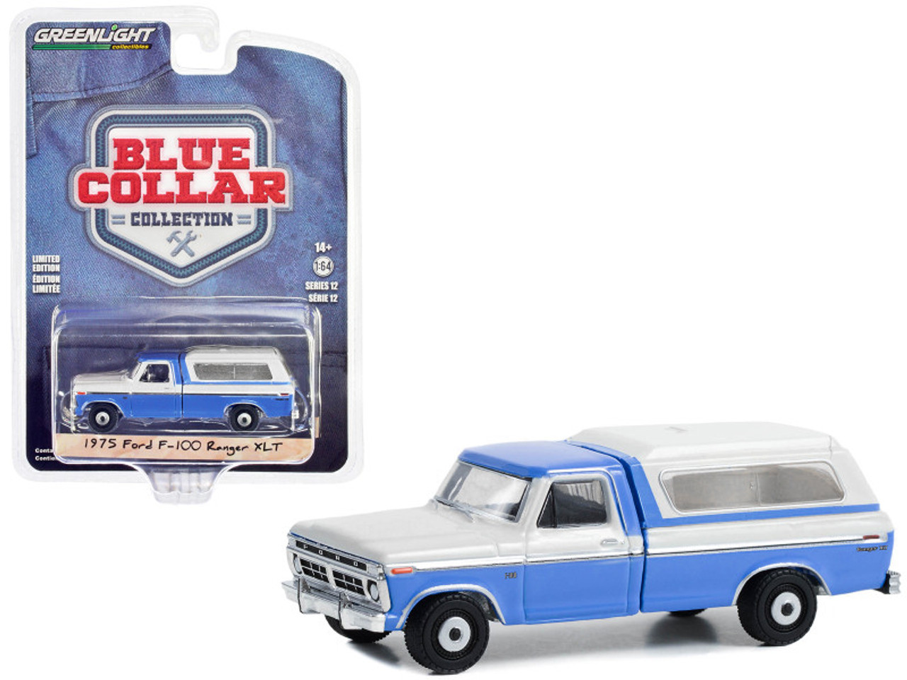 1975 Ford F-100 Ranger XLT Pickup Truck with Camper Shell Wind Blue and  Wimbledon White 