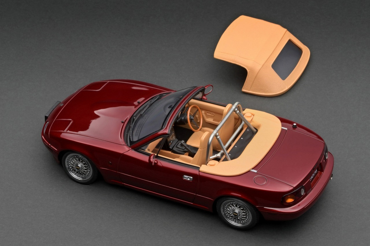 1/18 IG Ignition Model Mazda Miata MX-5 Eunos Roadster (NA) Burgundy Resin  Car Model