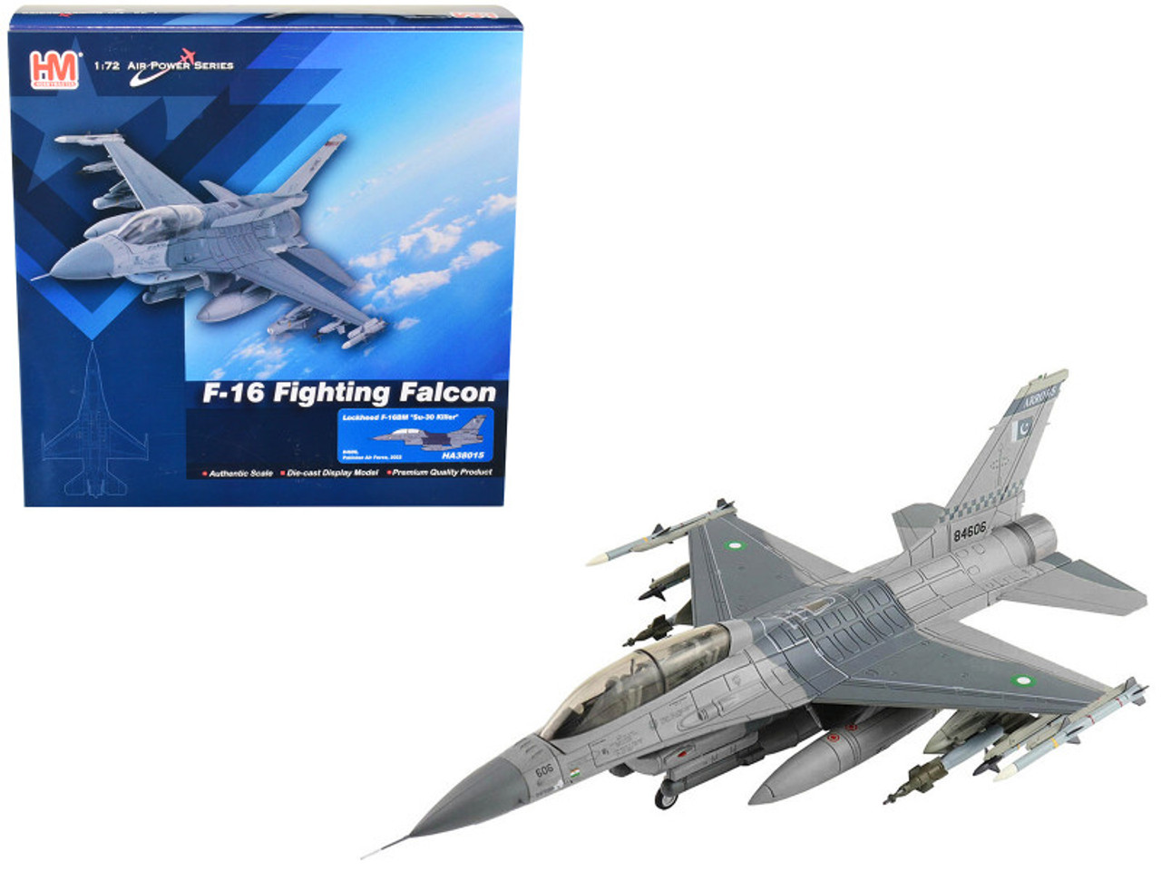 Lockheed Martin F-16BM Fighting Falcon Fighter Aircraft "84606 Su-30 Killer Pakistan Air Force" (2022) "Air Power Series" 1/72 Diecast Model by Hobby Master