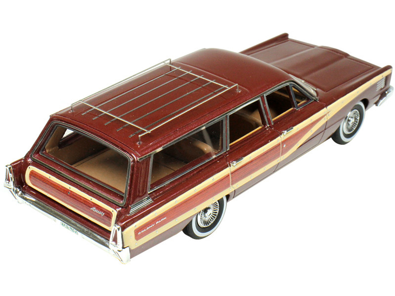 1965 Mercury Station Wagon Burgundy Metallic with Wood Panels Limited Edition to 200 pieces Worldwide 1/43 Model Car by Goldvarg Collection