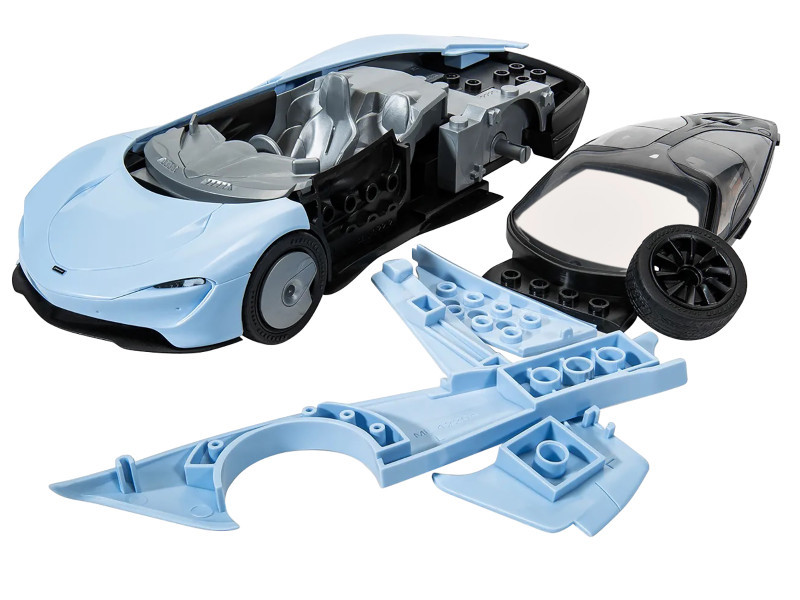 レイ Skill 1 Model Kit McLaren Speedtail Light Blue with Black Top Snap