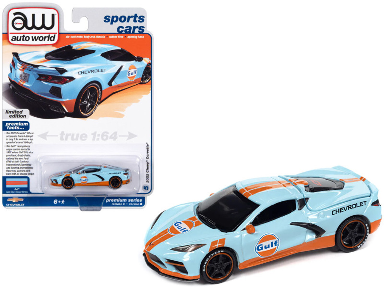 2022 Chevrolet Corvette Light Blue with Orange Stripes 