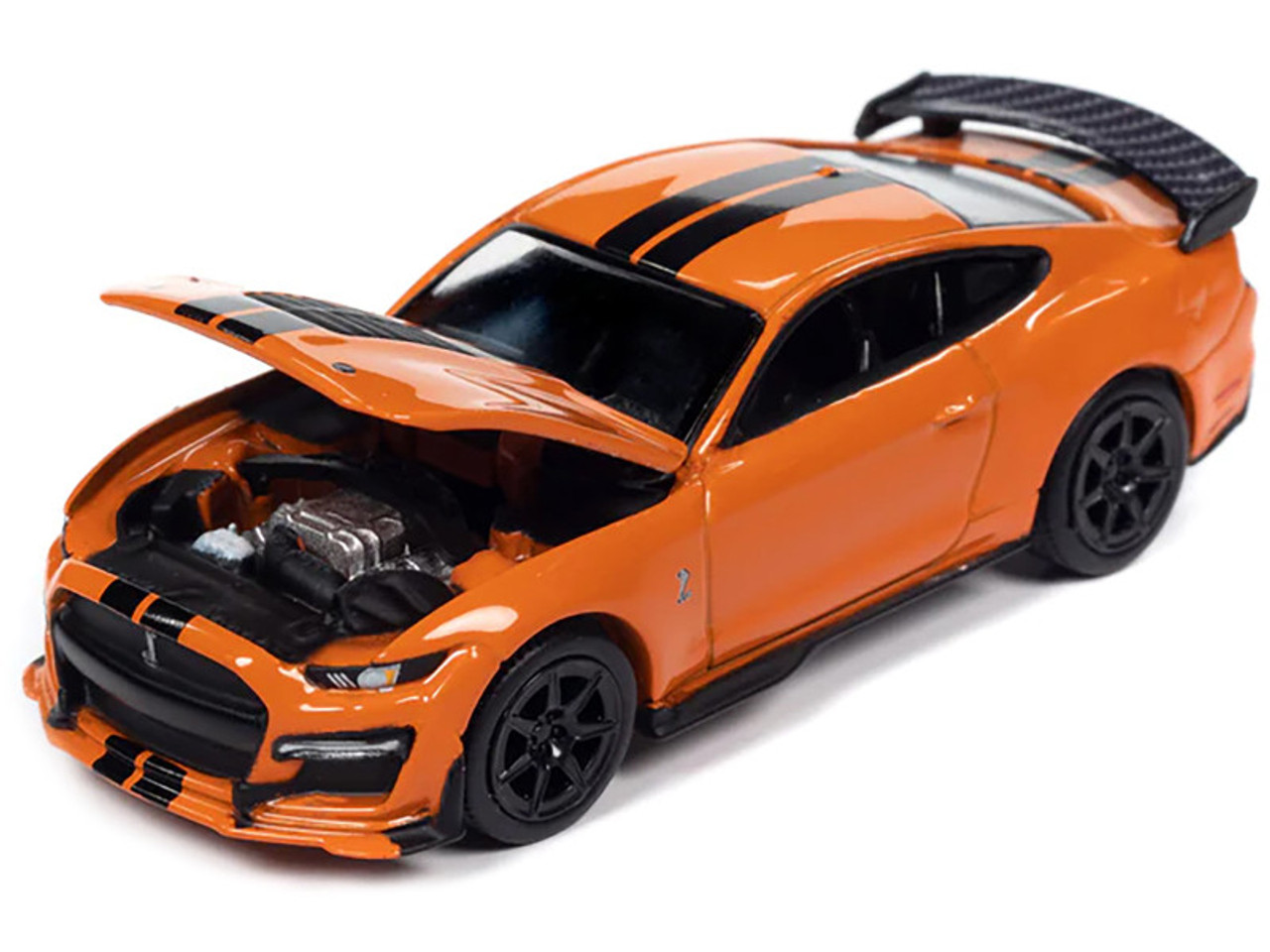 2021 Ford Mustang Shelby GT500 Carbon Fiber Track Pack Twister Orange with Black Stripes "Modern Muscle" Limited Edition 1/64 Diecast Model Car by Auto World