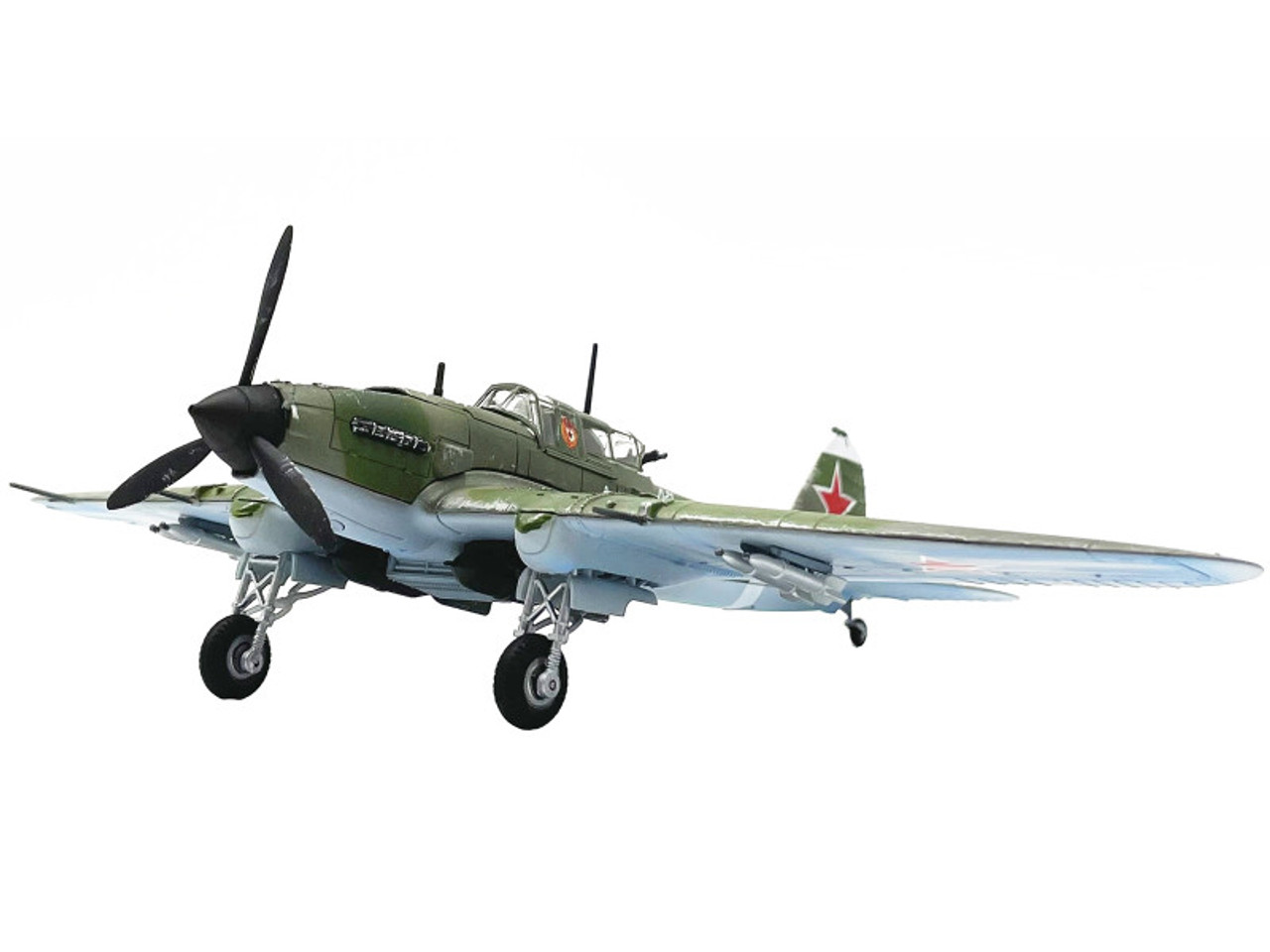 Ilyushin IL-2M3 Sturmovik Aircraft #100 Green Camouflage "Piloted by Vasily Emelyanenko" Soviet Air Force 1/72 Diecast Model Airplane by Legion