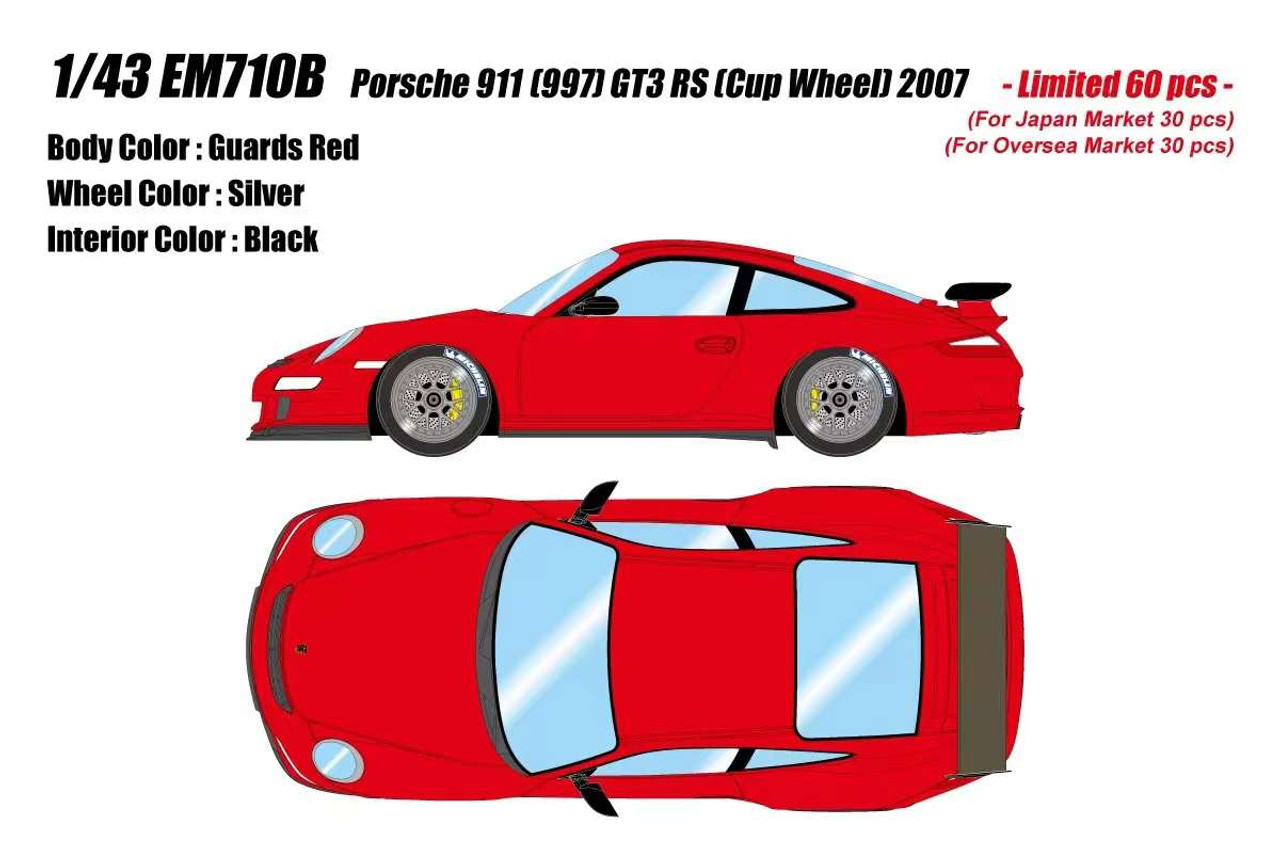 1/43 Makeup 2007 Porsche 911(997) GT3 RS (BBS Cup Wheel) (Guards Red) Car Model Limited 60 Pieces