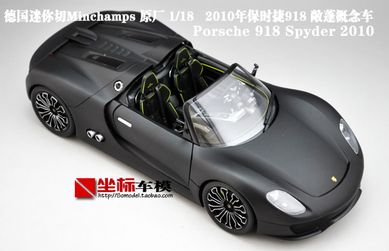 1/18 Minichamps Porsche 918 Convertible (Matte Black) Diecast Car Model