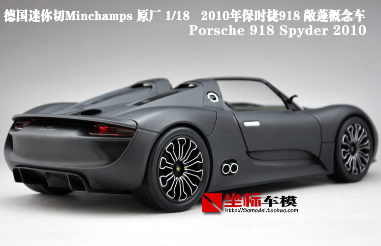 1/18 Minichamps Porsche 918 Convertible (Matte Black) Diecast Car