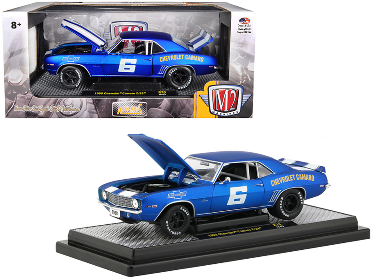 1/24 M2 Machines 1969 Chevrolet Camaro Z/28 #6 Satin Royal Blue with Bright  White Stripes Auto-Mods Limited Edition to 5