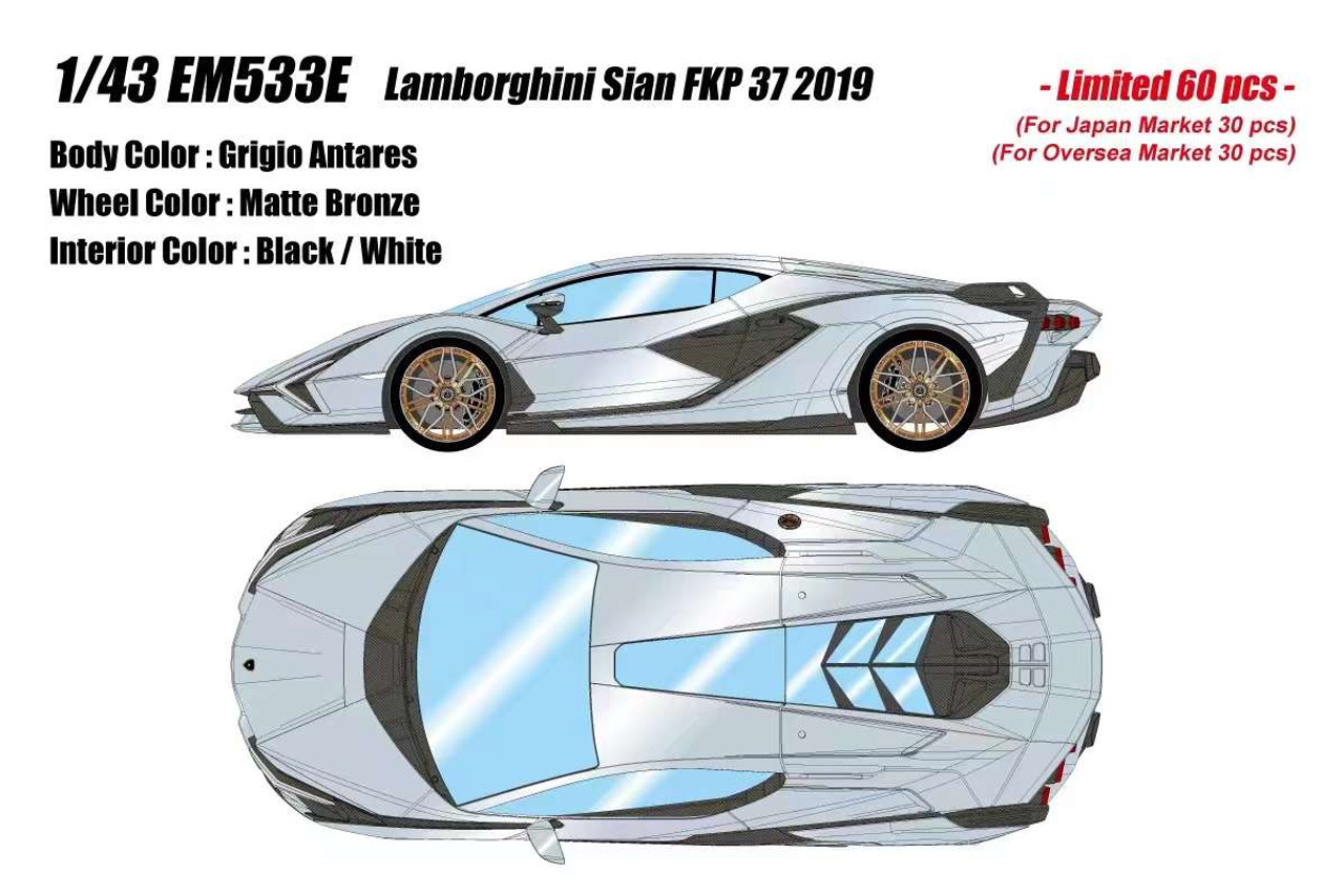 1/43 Makeup 2019 Lamhorghini Sian FKP 37 (Grigio Antares Grey) Car Model Limited 60 Pieces