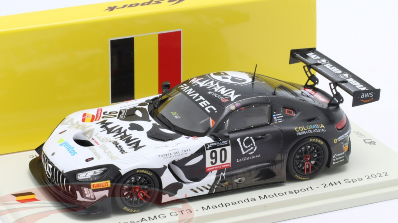 1/43 Spark 2022 Mercedes-Benz AMG GT3 #90 24h Spa Madpanda Motorsport Sean Walkinshaw, Oscar Tunjo, Patrick Kujala, Ezequiel Perez Companc Car Model