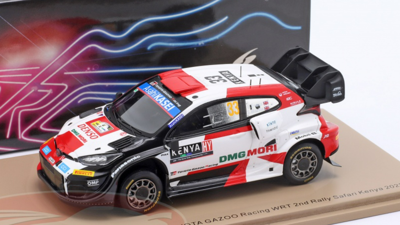 1/43 Spark 2022 Toyota GR Yaris Rally1 #33 2nd Safari Rallye Toyota Gazoo Racing WRT Elfyn Evans, Scott Martin Car Model