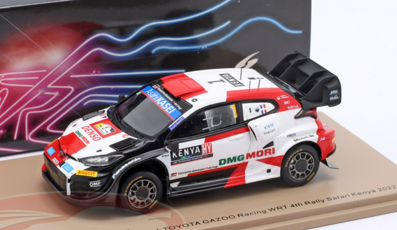 1/43 Spark 2022 Toyota GR Yaris Rally1 #1 4th Safari Rallye Toyota Gazoo Racing WRT Sébastian Ogier, Benjamin Veillas Car Model