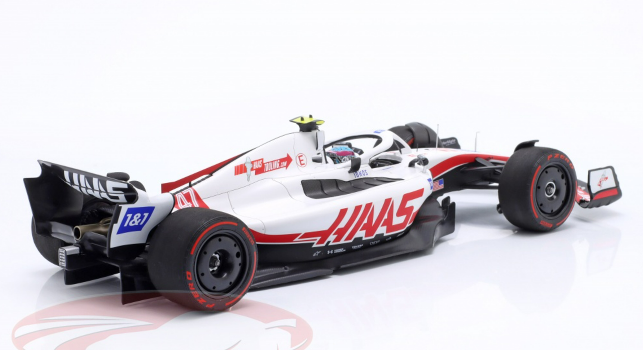 1/18 Minichamps 2022 Formula 1 Mick Schumacher Haas VF-22 #47 First Points British GP Diecast Car Model