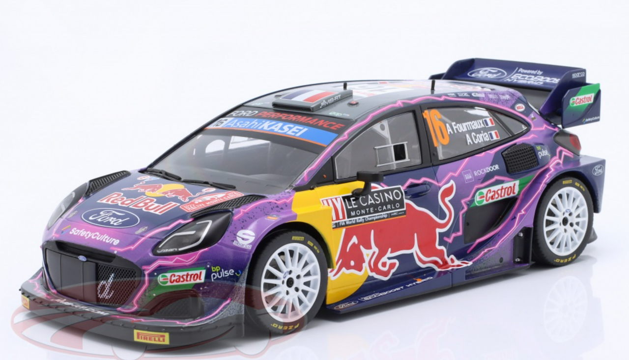 1/18 Ixo 2022 Ford Puma Rally1 #16 Rallye Monte Carlo  M-Sport Ford WRT Adrien Fourmaux, Alexandre Coria Car Model