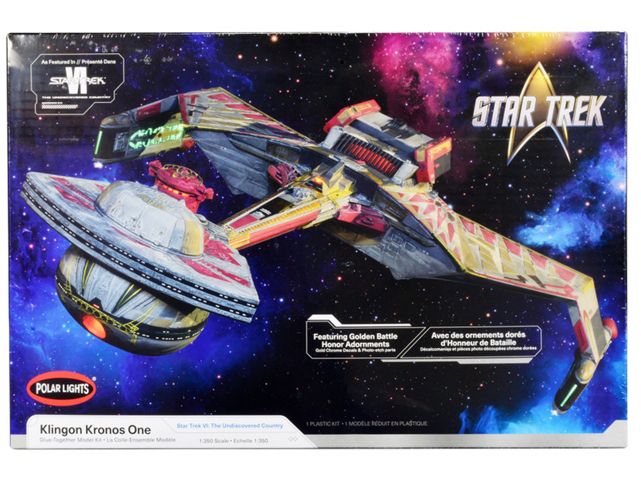 Skill 2 Model Kit Klingon Kronos One Spaceship "Star Trek VI: The Undiscovered Country" (1991) Movie 1/350 Scale Model by Polar Lights