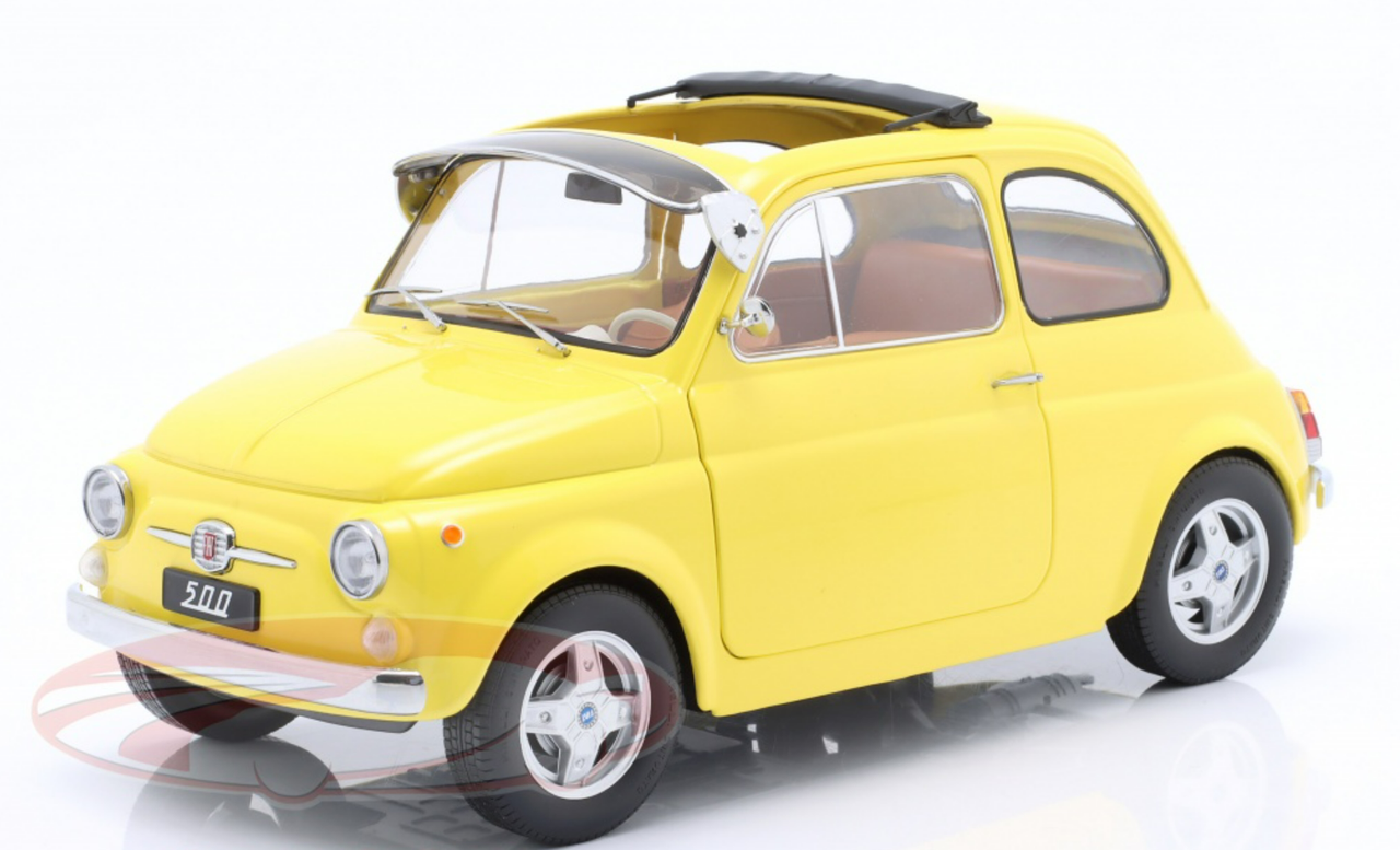 1/12 KK-Scale 1968 Fiat 500 F Custom with Removable Top (Yellow) Car Model