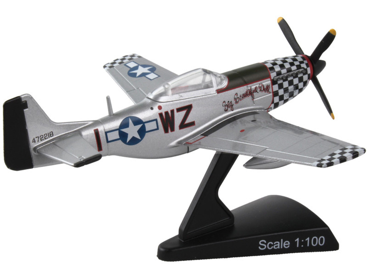 North American P-51D Mustang Fighter Aircraft "Big Beautiful Doll" United States Army Air Forces 1/100 Diecast Model Airplane by Postage Stamp