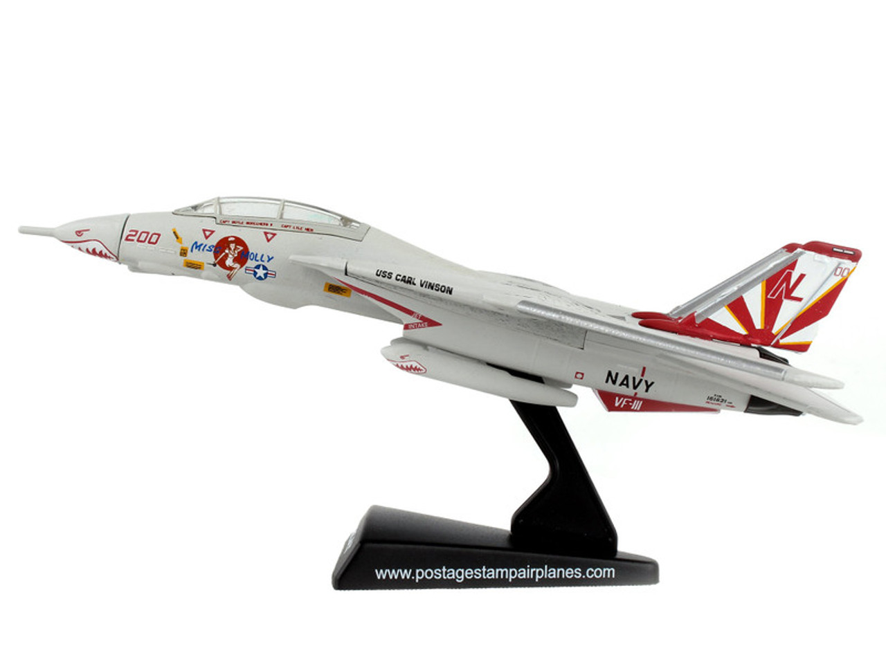 Grumman F-14 Tomcat Fighter Aircraft VF-111 Sundowners "Miss Molly" United States Navy 1/160 Diecast Model Airplane by Postage Stamp