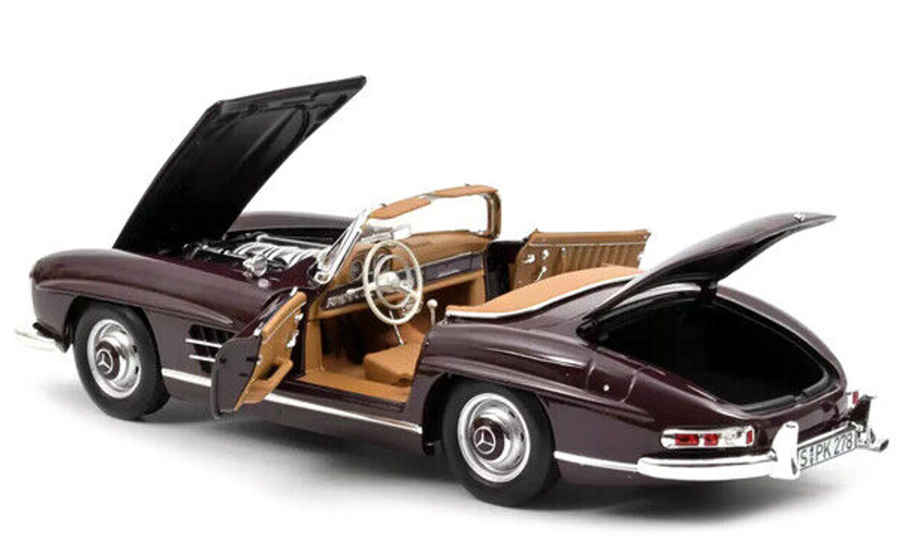 1/18 Norev 1957 Mercedes-Benz 300 SL Roadster (Dark Red) Diecast Car Model