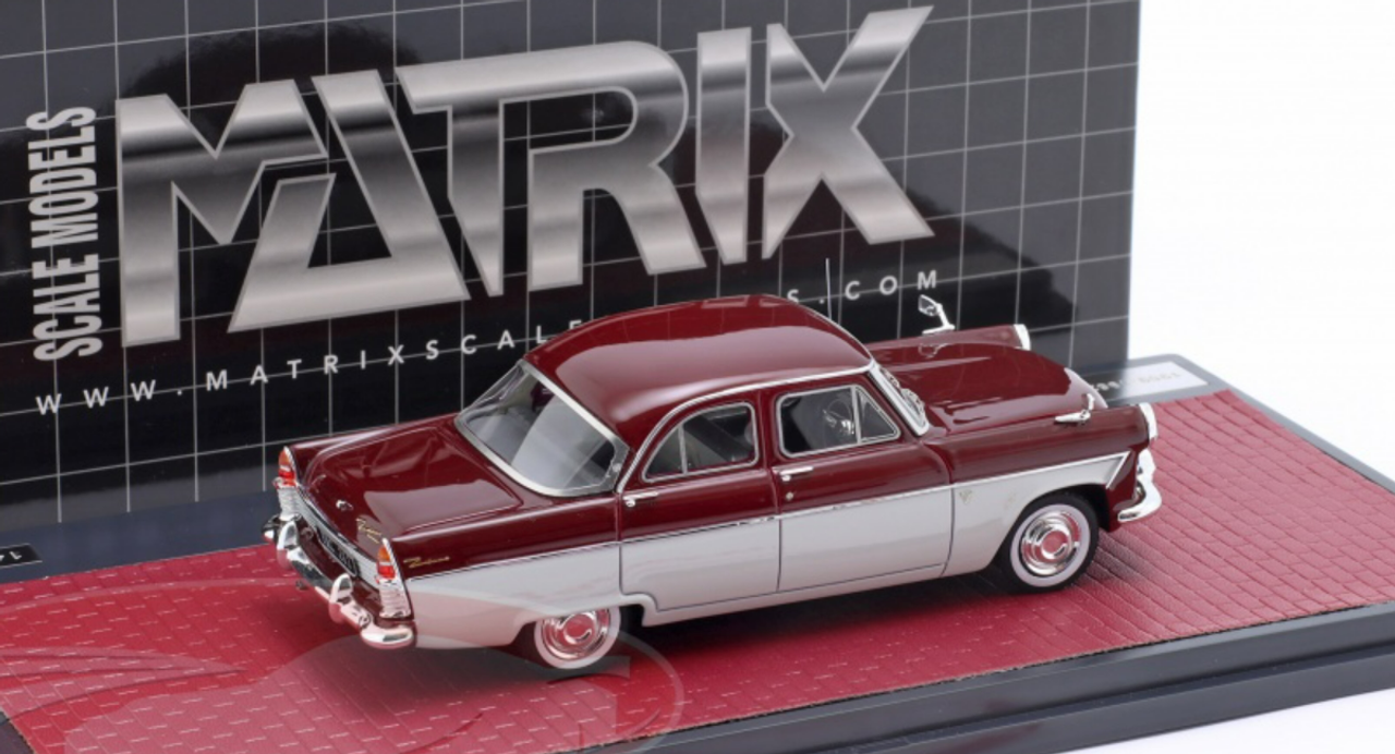 1/43 Matrix 1959-1962 Ford Zodiac 206E Saloon (Dark Red Maroon & Grey) Car Model