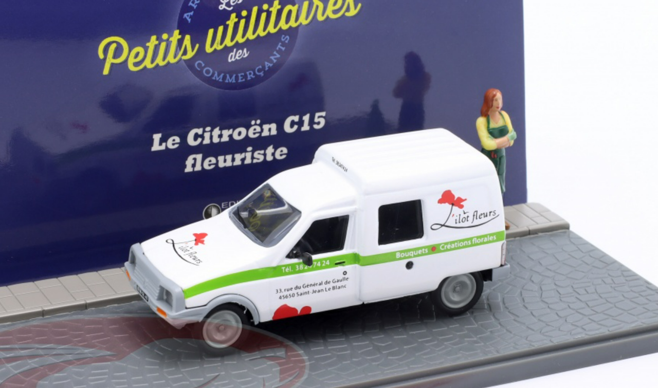 1/43 Atlas Citroen C15 Florist with Figure (White) Car Model