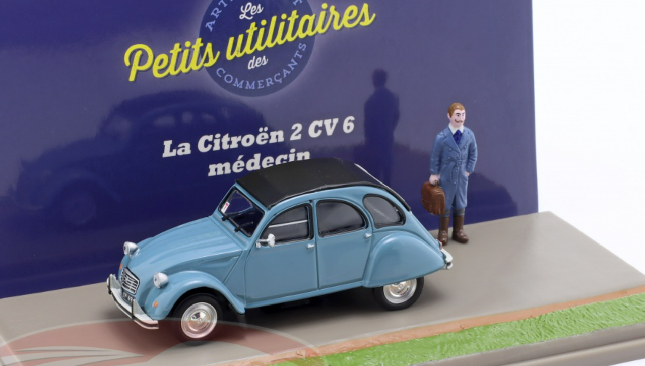 1/43 Atlas Citroen 2CV 6 Medecin with Figure (Blue) Car Model