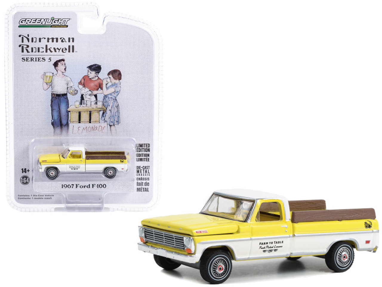 1967 Ford F-100 Pickup Truck Yellow and White with Yellow Interior "Farm to Table Fresh Picked Lemons" "Norman Rockwell" Series 5 1/64 Diecast Model Car by Greenlight