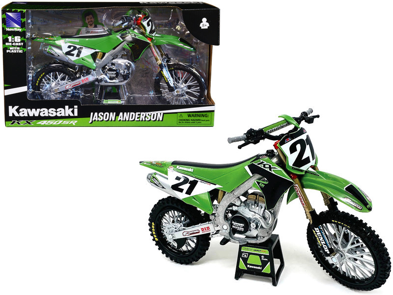 【NDY】専用 Kawasaki KX450SR Dirt Bike Motorcycle #21 Jason Anderson Green and
