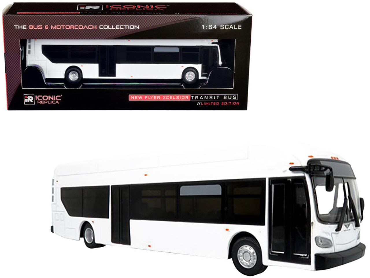 New Flyer Industries Xcelsior XN40 Transit Bus Blank White Limited Edition to 504 pieces Worldwide "The Bus & Motorcoach Collection" 1/64 Diecast Model by Iconic Replicas