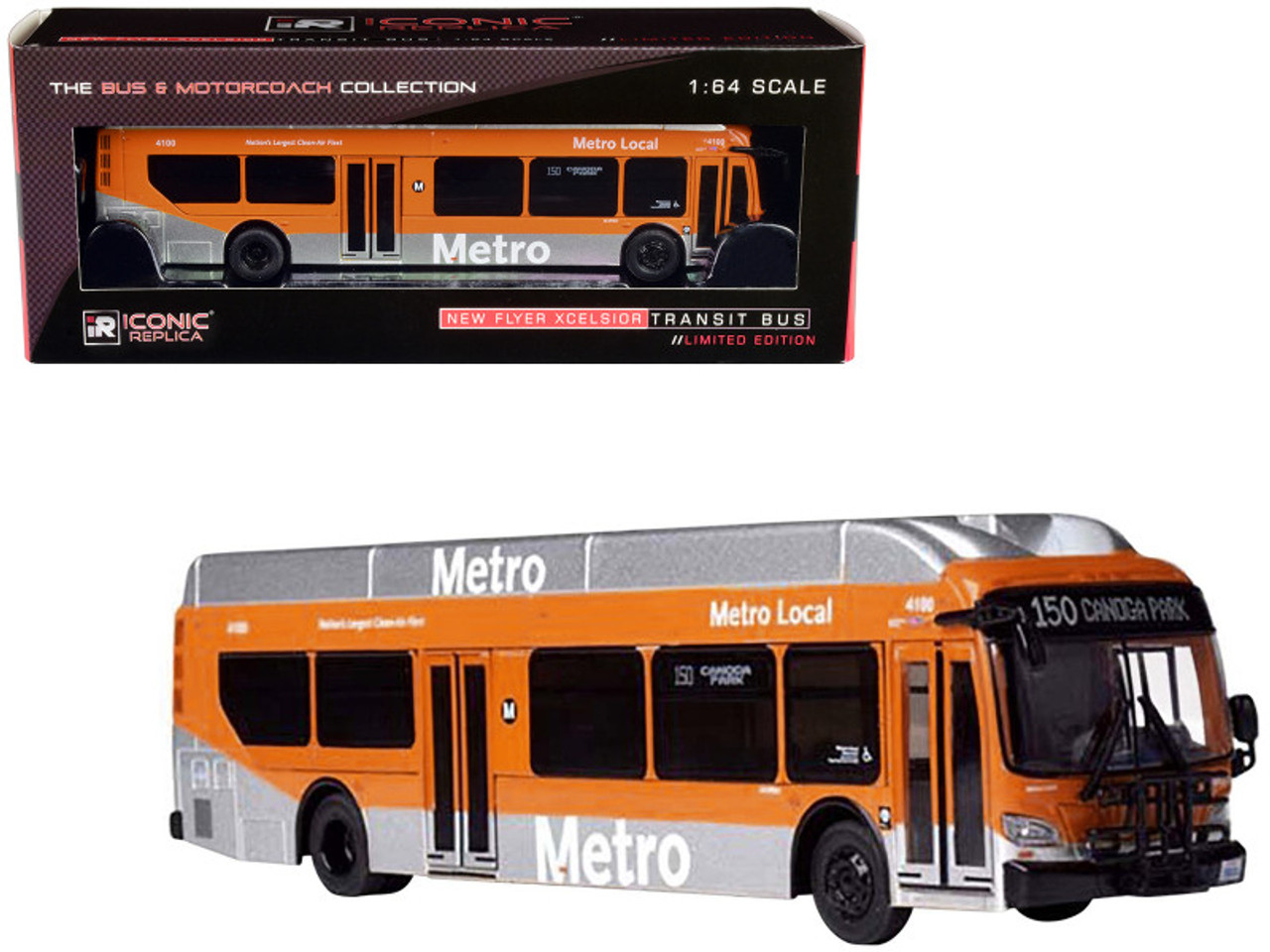 New Flyer Industries Xcelsior XN40 Transit Bus Metro Local Los Angeles "150 Canoga Park" Limited Edition to 504 pieces Worldwide "The Bus & Motorcoach Collection" 1/64 Diecast Model by Iconic Replicas