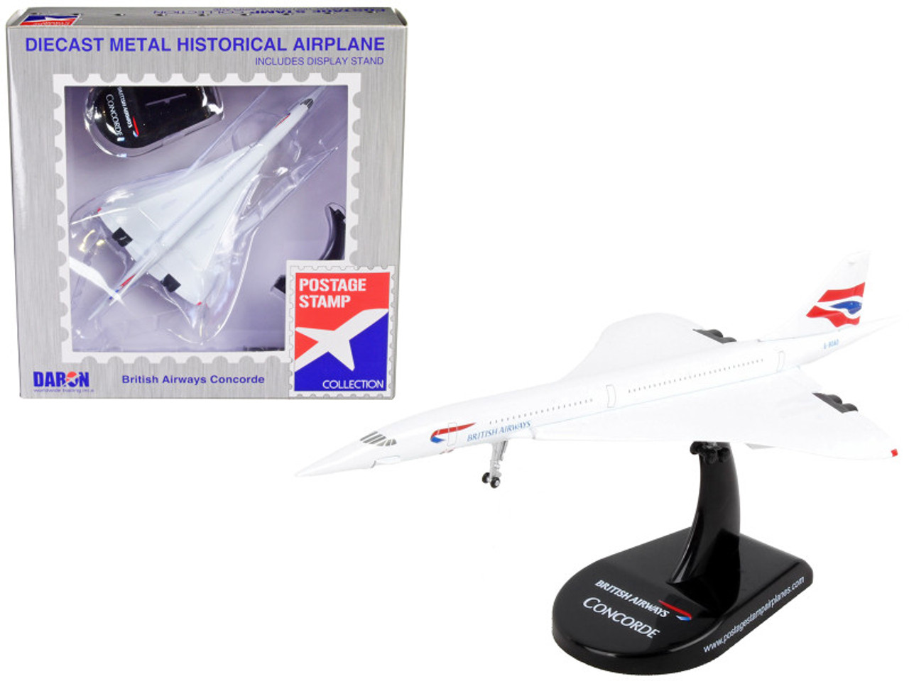 BAC Concorde Passenger Aircraft "British Airways" 1/350 Diecast Model Airplane by Postage Stamp