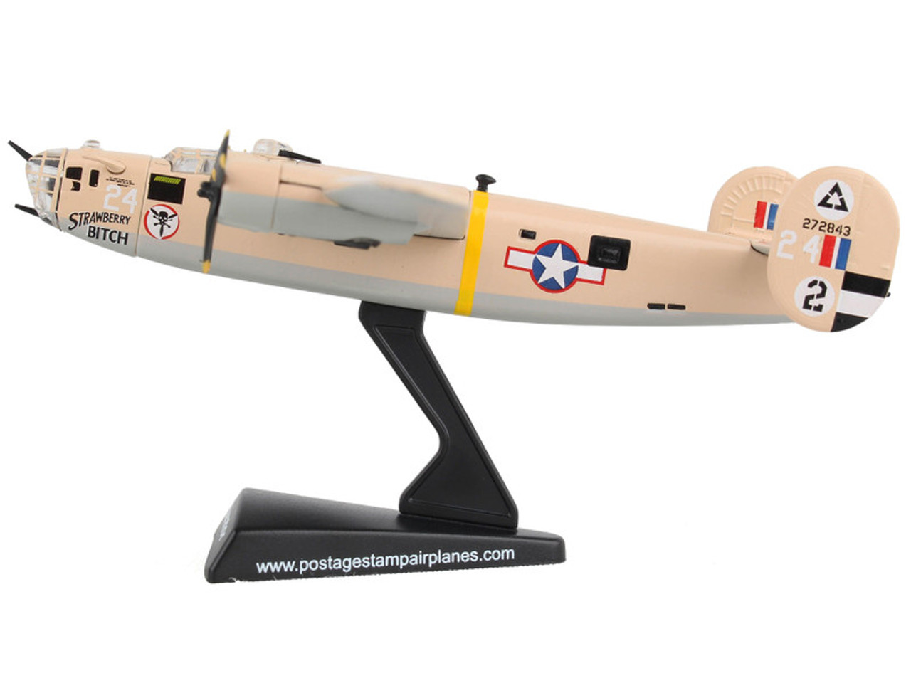 Consolidated B-24D Liberator Bomber Aircraft "Strawberry Bitch 376th Heavy Bombardment North Africa" United States Army Air Forces 1/163 Diecast Model Airplane by Postage Stamp
