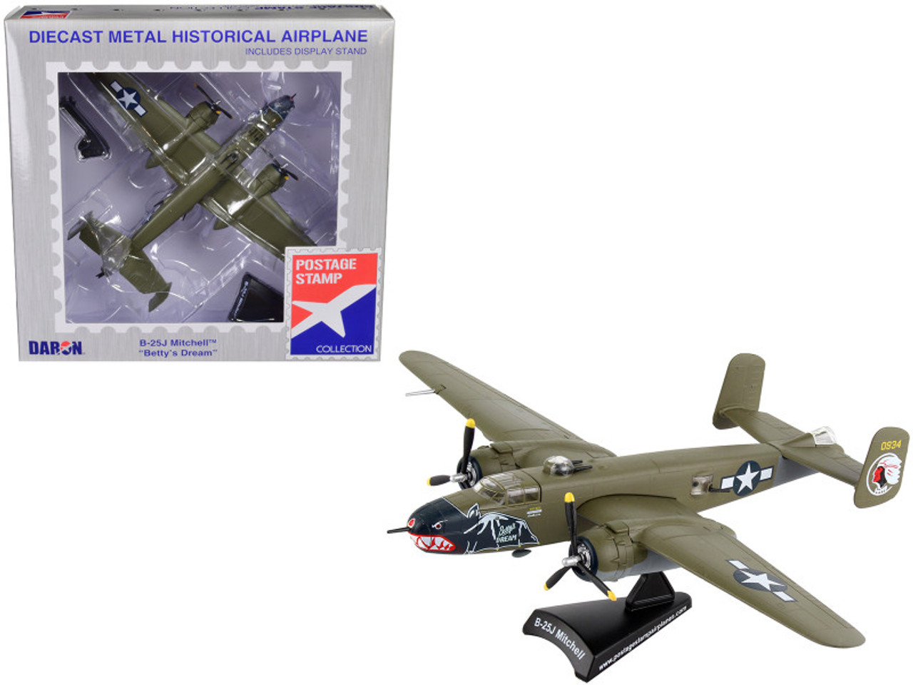 North American B-25J Mitchell Bomber Aircraft "Betty's Dream" United States Air Force 1/100 Diecast Model Airplane by Postage Stamp