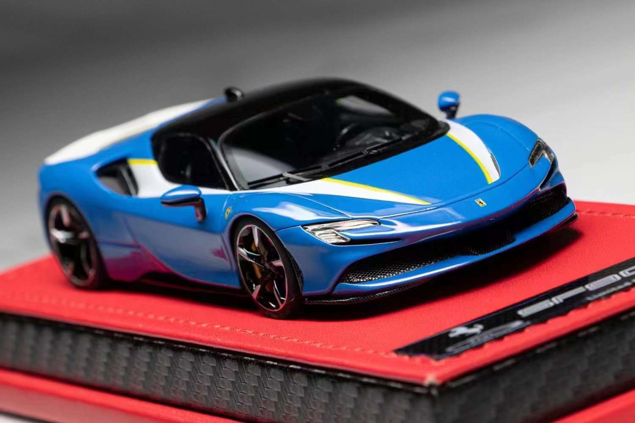 1/43 JDL Ferrari SF90 (Blue with Stripes) Car Model Limited 49 Pieces