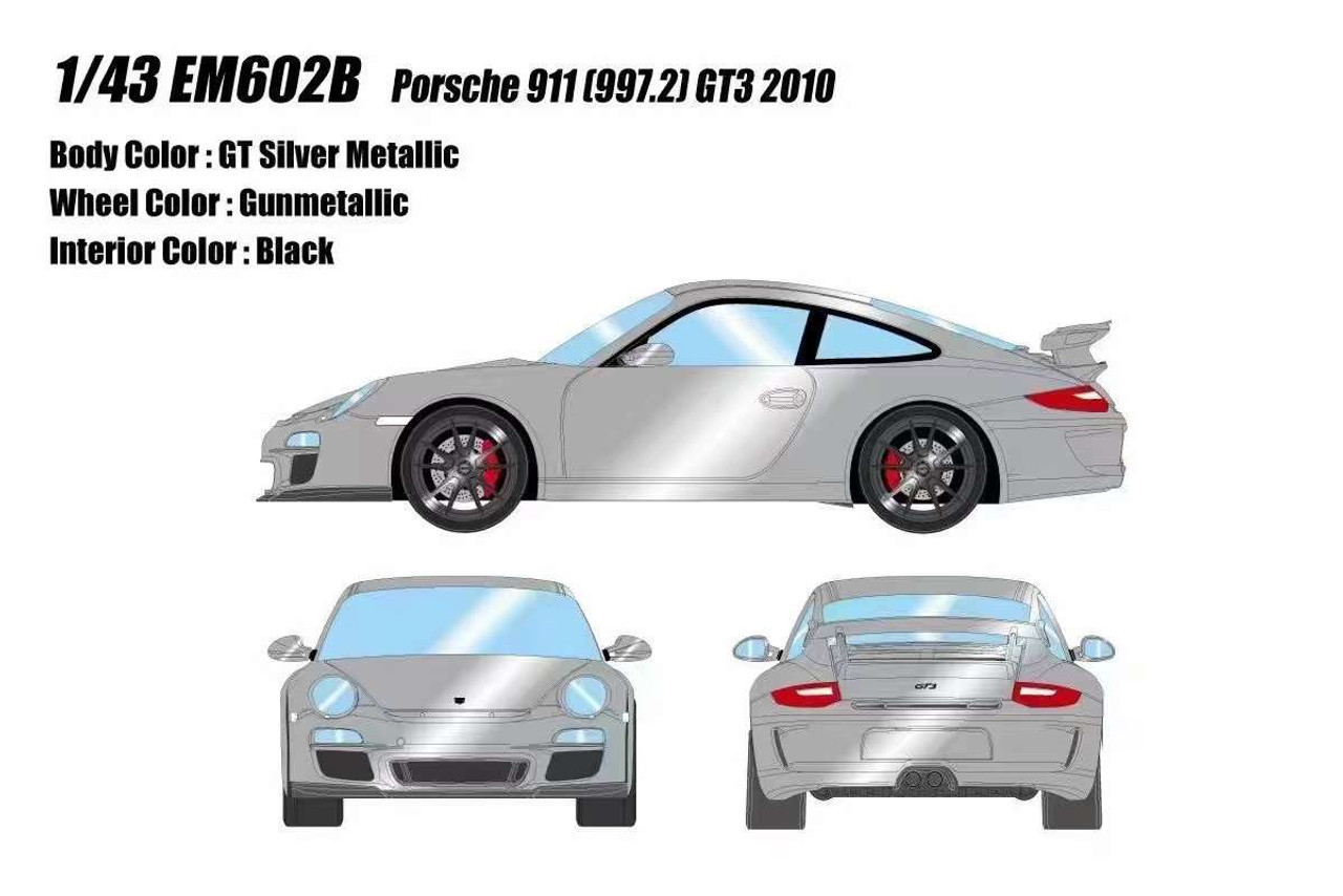 1/43 Makeup 2010 Porsche 911(997.2) GT3 (GT Silver Metallic) Car Model