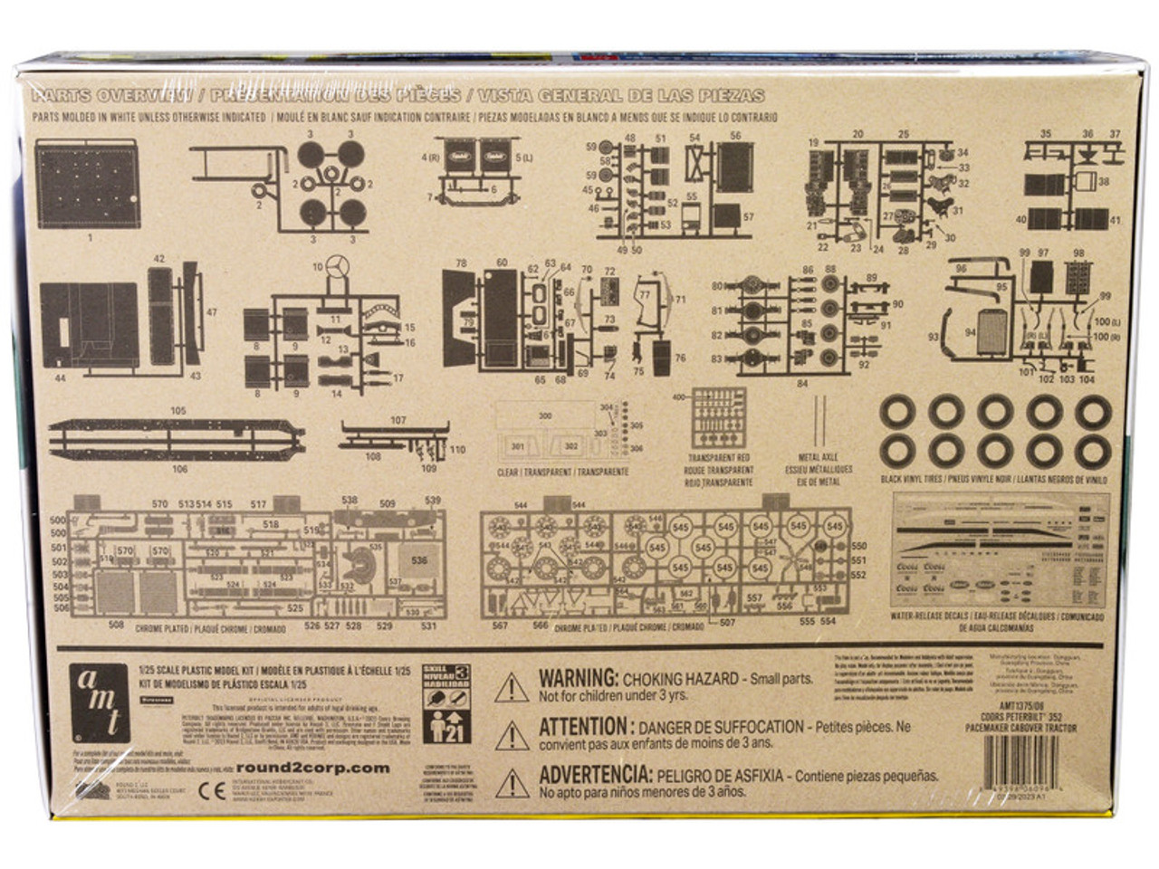 Skill 3 Model Kit Peterbilt 352 Pacemaker Cabover Tractor "Coors" 1/25 Scale Model by AMT