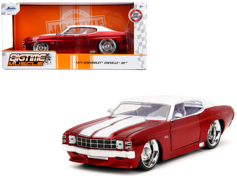 ミニカー s2020 MUSCLE MACHINES 1/24 SCALE 1971 1971 Chevrolet Chevelle SS Candy Red with White Top White Stripes