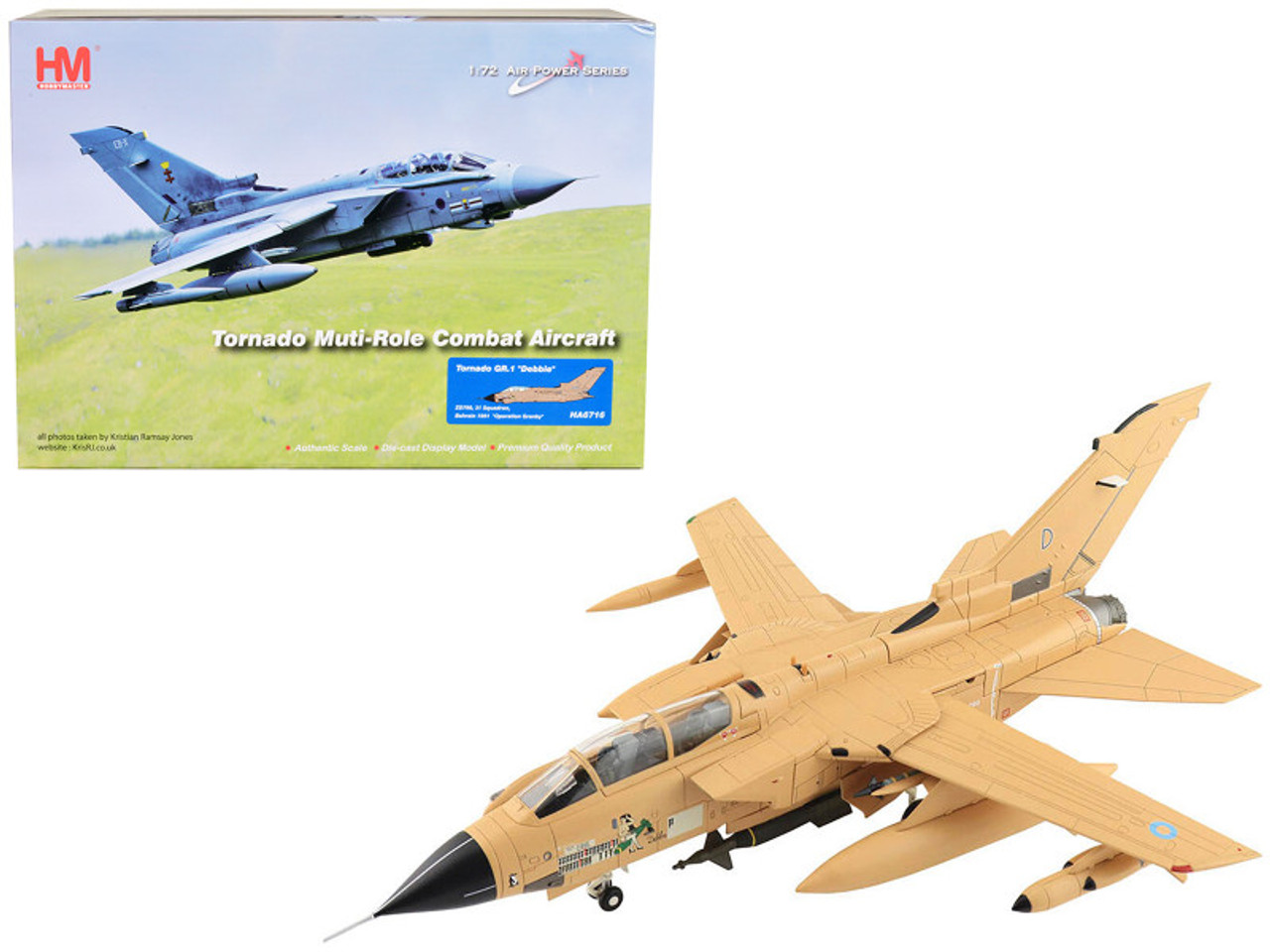 Panavia Tornado GR.1 Multi-Role Aircraft "Debbie" "31 Squadron Operation Granby Bahrain" (1991) Royal Air Force (RAF) "Air Power Series" 1/72 Diecast Model by Hobby Master