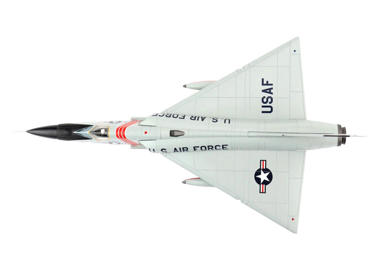 Convair F-106A Delta Dart Aircraft "87th FIS Red Bulls K.I. Sawyer AFB" United States Air Force (1970s) "Air Power Series" 1/72 Diecast Model by Hobby Master