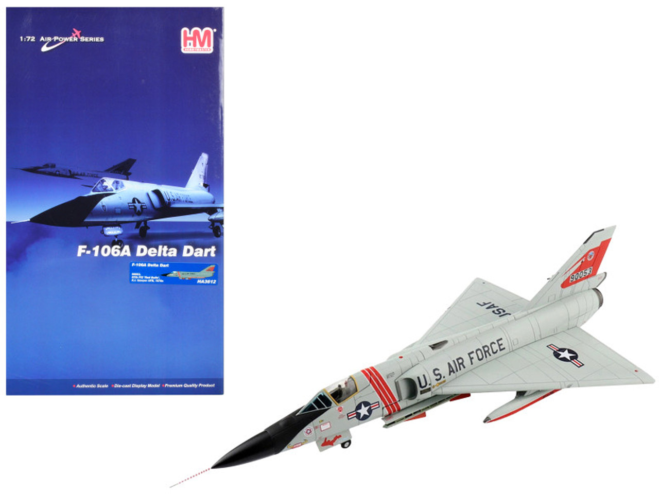 Convair F-106A Delta Dart Aircraft "87th FIS Red Bulls K.I. Sawyer AFB" United States Air Force (1970s) "Air Power Series" 1/72 Diecast Model by Hobby Master