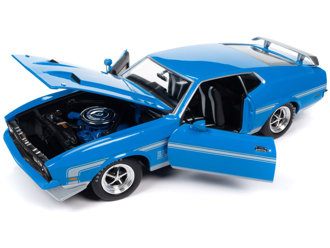1/18 Auto World 1972 Ford Mustang Mach 1 Grabber Blue with