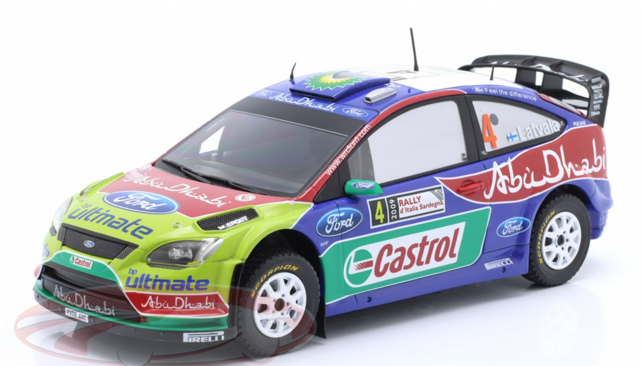 1/24 Ixo 2009 Ford Focus RS WRC #4 Winner Rally Sardinia Ford World Rally Team Jari-Matti Latvala, Miikka Anttila Car Model